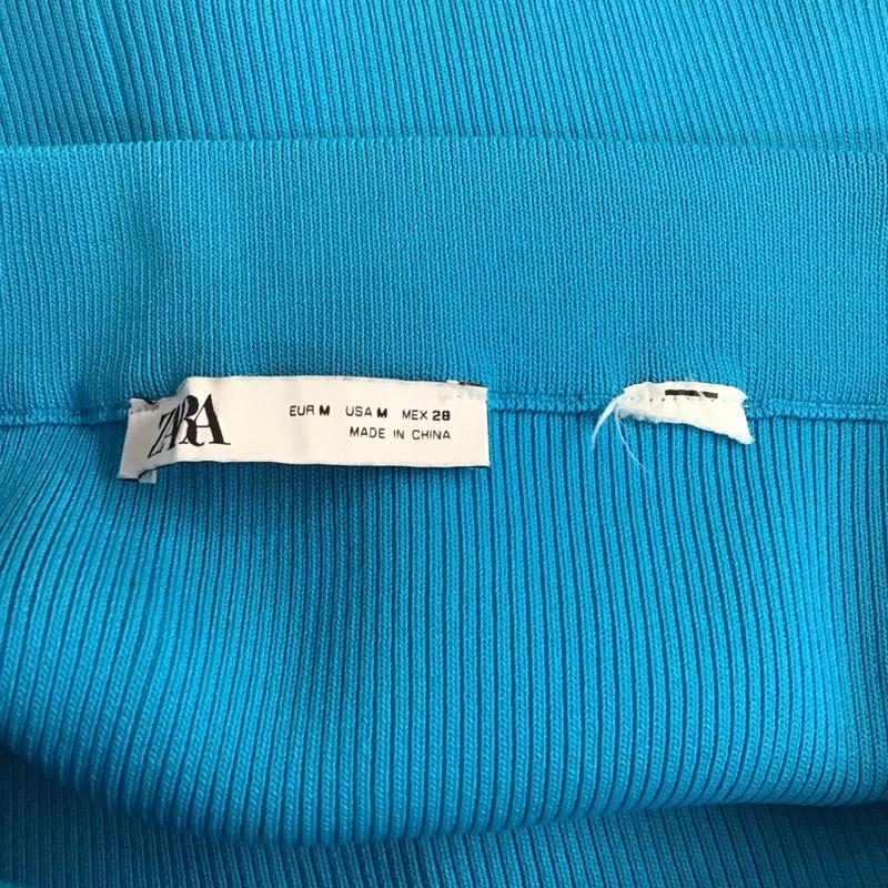 ザラ ZARA セットアップ セットアップ ショートボレロ ショートカーディガン ロングスカート リブ スリット M 無地 青 / ブルー /  レディース USED 古着 中古 10144435