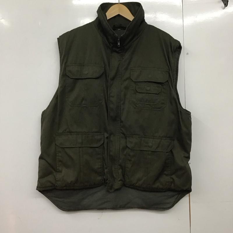 古着 USED ベスト ベスト ジップアップベスト ノースリーブカットソー アウター 古着 無地 カーキ / カーキ /  メンズ USED 古着 中古 10144454