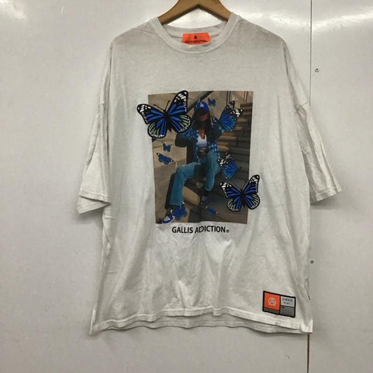 ガリスアディクション GALLIS ADDICTION Tシャツ 半袖 半袖カットソー プリントTシャツ クルーネックカットソー M プリント 白 / ホワイト /  メンズ USED 古着 中古 10144557