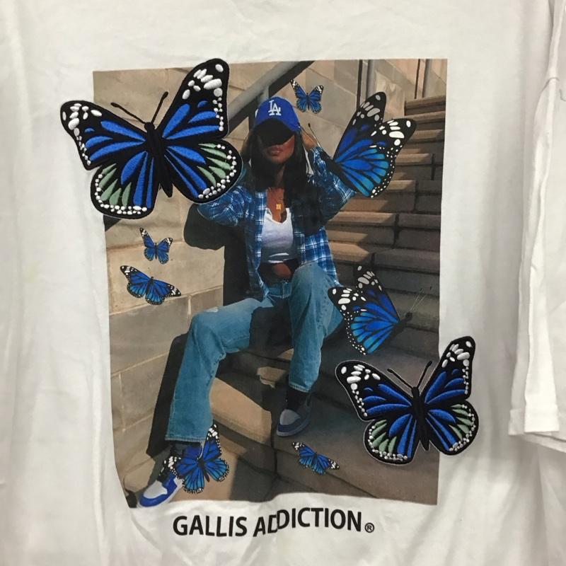 ガリスアディクション GALLIS ADDICTION Tシャツ 半袖 半袖カットソー プリントTシャツ クルーネックカットソー M プリント 白 / ホワイト /  メンズ USED 古着 中古 10144557