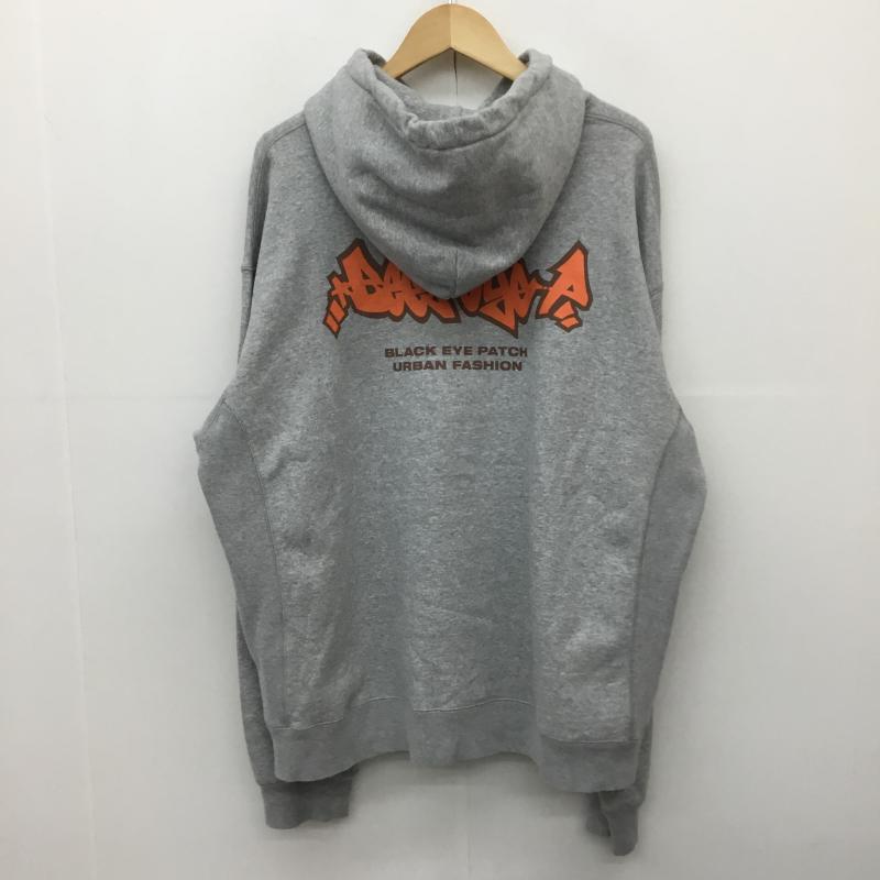 ブラックアイパッチ Black eye patch パーカー 長袖 XL ロゴ、文字 X プリント 灰 / グレー /  メンズ USED 古着 中古 10144620