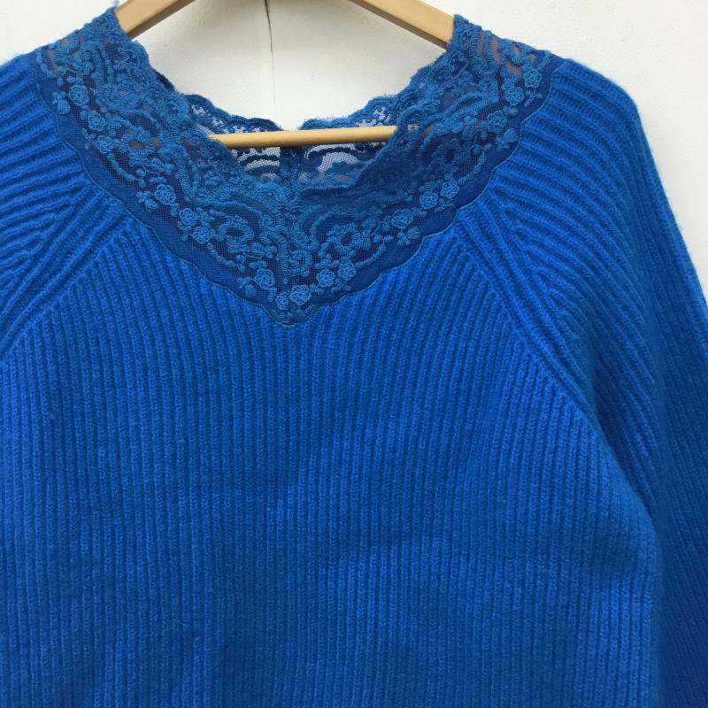ミラオーウェン Mila Owen ニット、セーター 長袖 09WNT184120 1 レース柄 青 / ブルー /  レディース USED 古着 中古 10144631