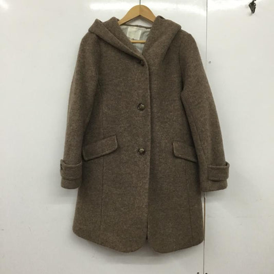 エヘカソポ ehka sopo コート コート一般 1301499 フード付き M 無地 茶 / ブラウン /  レディース USED 古着 中古 10144637