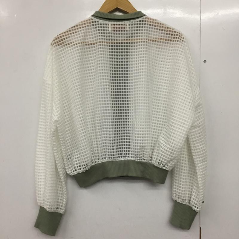 ポピー POPPY カーディガン 長袖 襟付き シアー チェック 白 / ホワイト / X カーキ / カーキ /  レディース USED 古着 中古 10144681