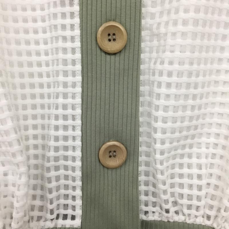 ポピー POPPY カーディガン 長袖 襟付き シアー チェック 白 / ホワイト / X カーキ / カーキ /  レディース USED 古着 中古 10144681