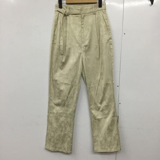 カスタネ Kastane パンツ スラックス 20AW-IN-58 サテンジャガード花柄パンツ テーパード 2 花柄 黄緑 / イエローグリーン /  レディース USED 古着 中古 10144691