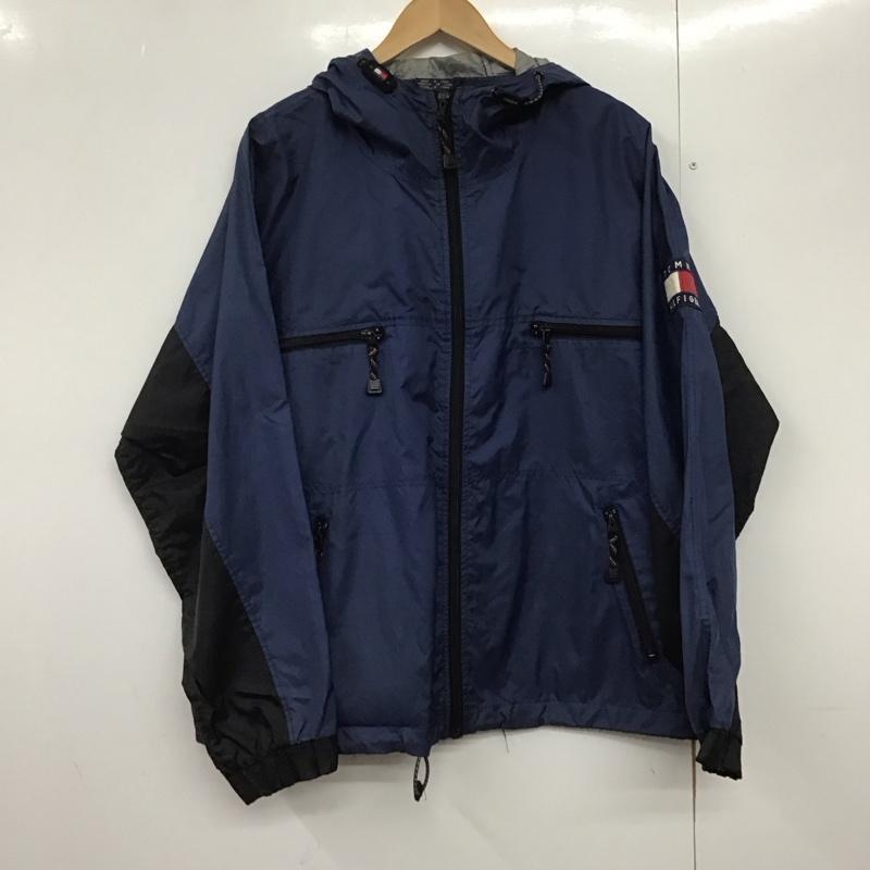 トミーヒルフィガー TOMMY HILFIGER ジャケット、上着 ジャンパー、ブルゾン ジップアップジャケット ナイロンジャケット アウター L ロゴ、文字 黒 / ブラック / X 紺 / ネイビー /  メンズ USED 古着 中古 10144740
