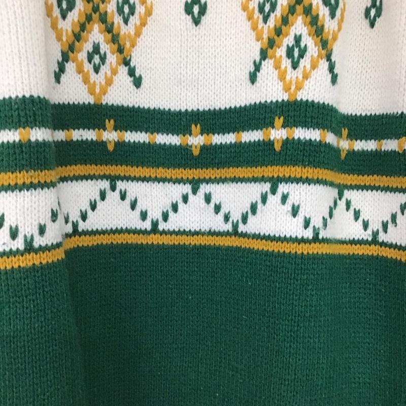 ジェーシーペニー JCPENNEY ニット、セーター 長袖 長袖ニットカットソー クルーネック セーター 80s L プリント 緑 / グリーン /  メンズ USED 古着 中古 10144778