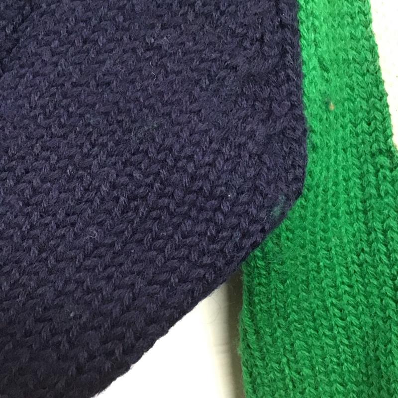 クロコダイル CROCODILE ニット、セーター 長袖 長袖ニットカットソー クルーネック セーター L ロゴ、文字 紺 / ネイビー / X 緑 / グリーン /  メンズ USED 古着 中古 10144783