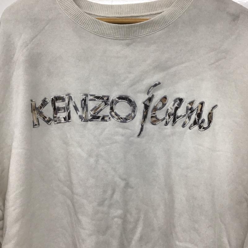 ケンゾージーンズ KENZOJEANS トレーナー 長袖 長袖トレーナー スウェット クルーネック プルオーバー 90s 波タグ FREE ロゴ、文字 白 / ホワイト /  メンズ USED 古着 中古 10144810