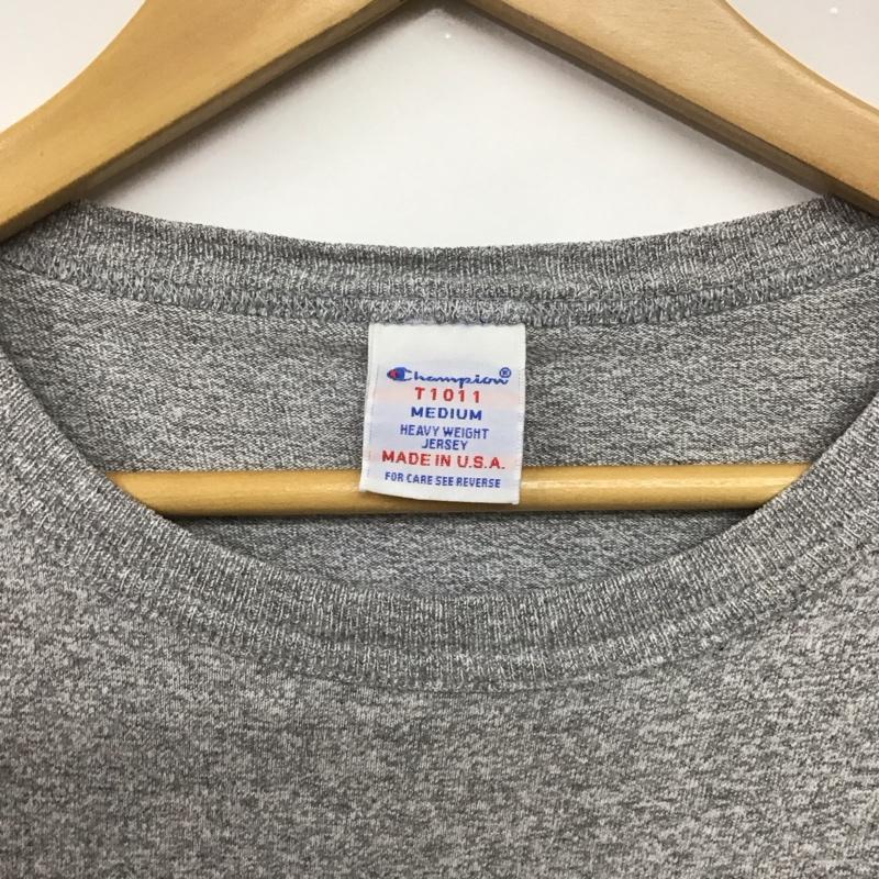 チャンピオン Champion Tシャツ 半袖 半袖カットソー プリントTシャツ クルーネックカットソー M ロゴ、文字 灰 / グレー /  メンズ USED 古着 中古 10144866