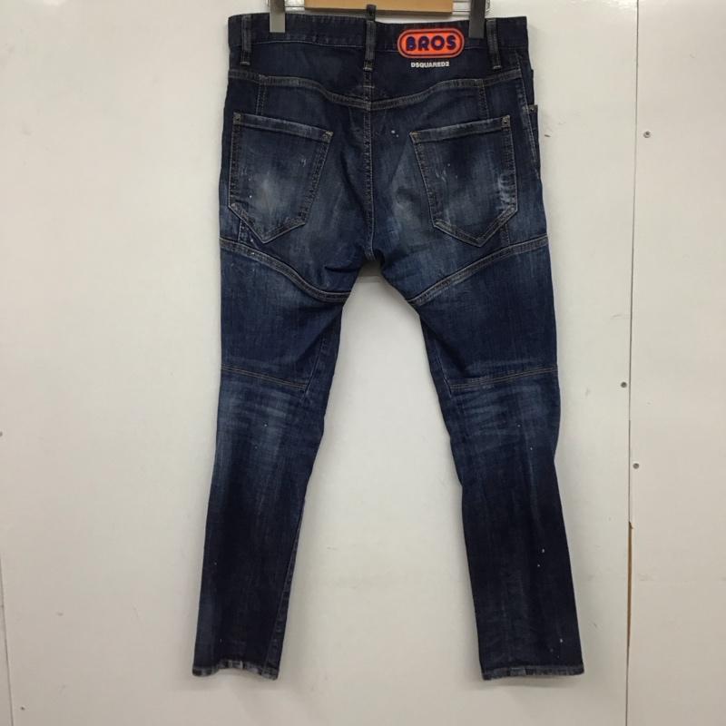 ディースクエアード2 DSQUARED2 パンツ デニム、ジーンズ デニムパンツ スリムパンツ カジュアルパンツ ストレッチパンツ 44 ロゴ、文字 X ダメージ加工 インディゴ / インディゴ /  メンズ USED 古着 中古 10144888