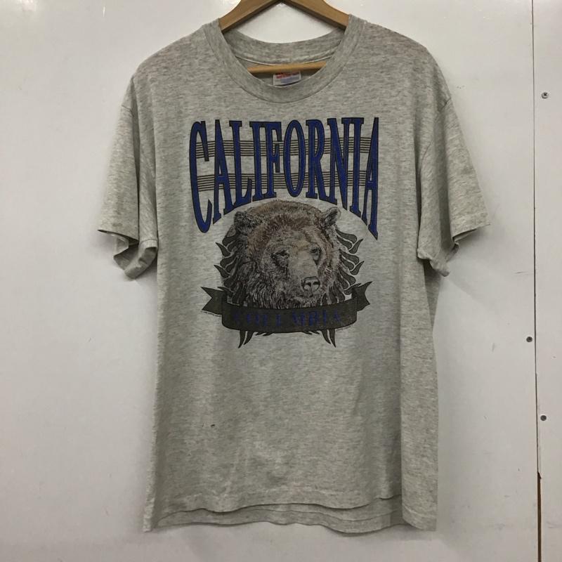 ヘインズ HANES Tシャツ 半袖 半袖カットソー プリントTシャツ クルーネックカットソー 古着 90s L プリント 灰 / グレー /  メンズ USED 古着 中古 10144912