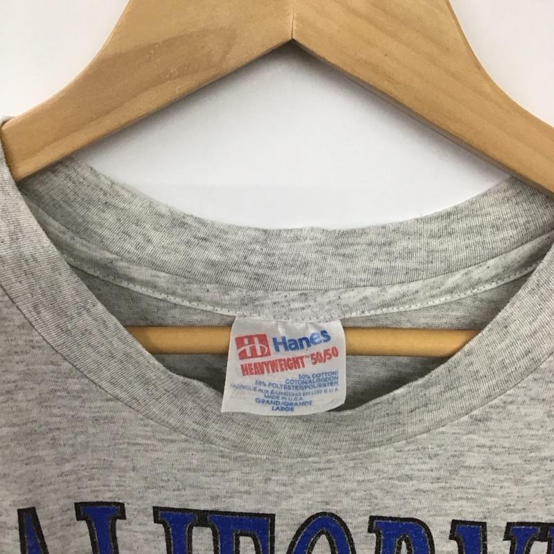 ヘインズ HANES Tシャツ 半袖 半袖カットソー プリントTシャツ クルーネックカットソー 古着 90s L プリント 灰 / グレー /  メンズ USED 古着 中古 10144912