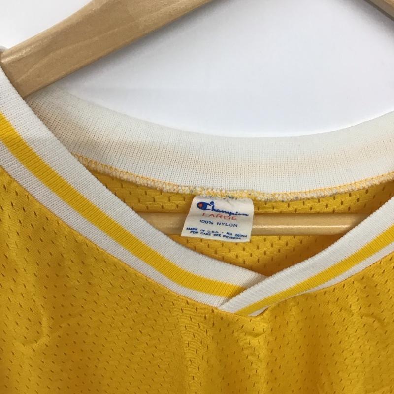 チャンピオン Champion Tシャツ 半袖 半袖カットソー ユニフォーム Vネックカットソー L 無地 黄 / イエロー /  メンズ USED 古着 中古 10145007