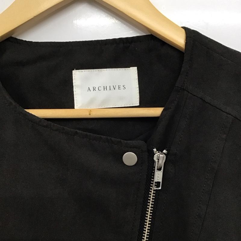 アルシーヴ archives ジャケット、上着 ジャケット、ブレザー ジップアップジャケット ライダース アウター M 無地 ダークグレー / ダークグレー /  レディース USED 古着 中古 10145108
