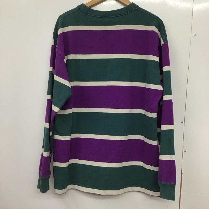 チャンピオン Champion Tシャツ 長袖 C3-Q410 ヘビーオンス ロンT ボーダー L ロゴ、文字 紫 / パープル / X 緑 / グリーン / X 白 / ホワイト /  メンズ USED 古着 中古 10145211