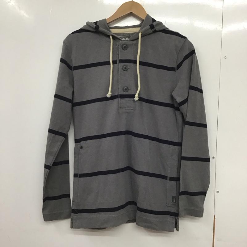 エディーバウアー Eddie Bauer パーカー 長袖 プルオーバー 33 0101 XS ボーダー柄 灰 / グレー / X 黒 / ブラック /  メンズ USED 古着 中古 10145217