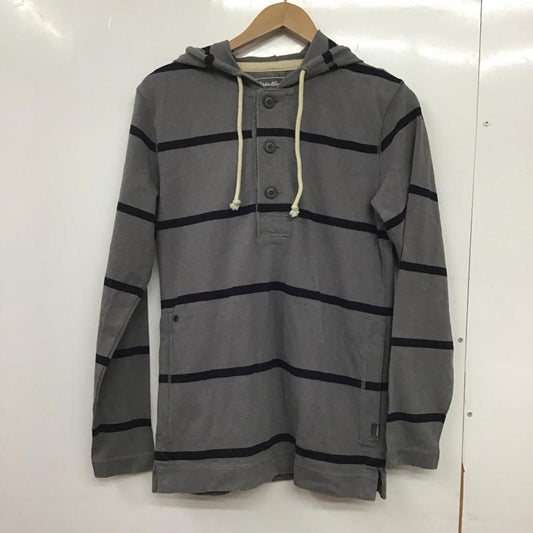エディーバウアー Eddie Bauer パーカー 長袖 プルオーバー 33 0101 XS ボーダー柄 灰 / グレー / X 黒 / ブラック /  メンズ USED 古着 中古 10145217