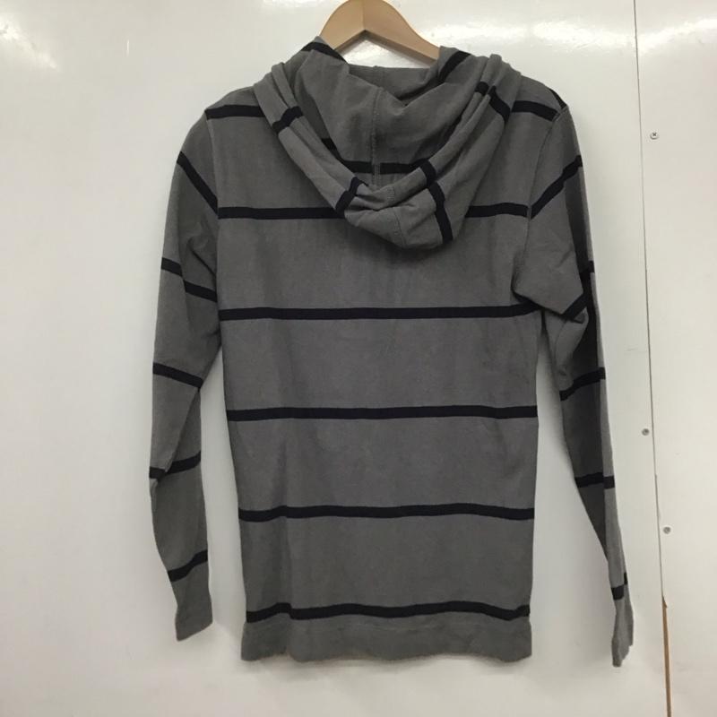 エディーバウアー Eddie Bauer パーカー 長袖 プルオーバー 33 0101 XS ボーダー柄 灰 / グレー / X 黒 / ブラック /  メンズ USED 古着 中古 10145217