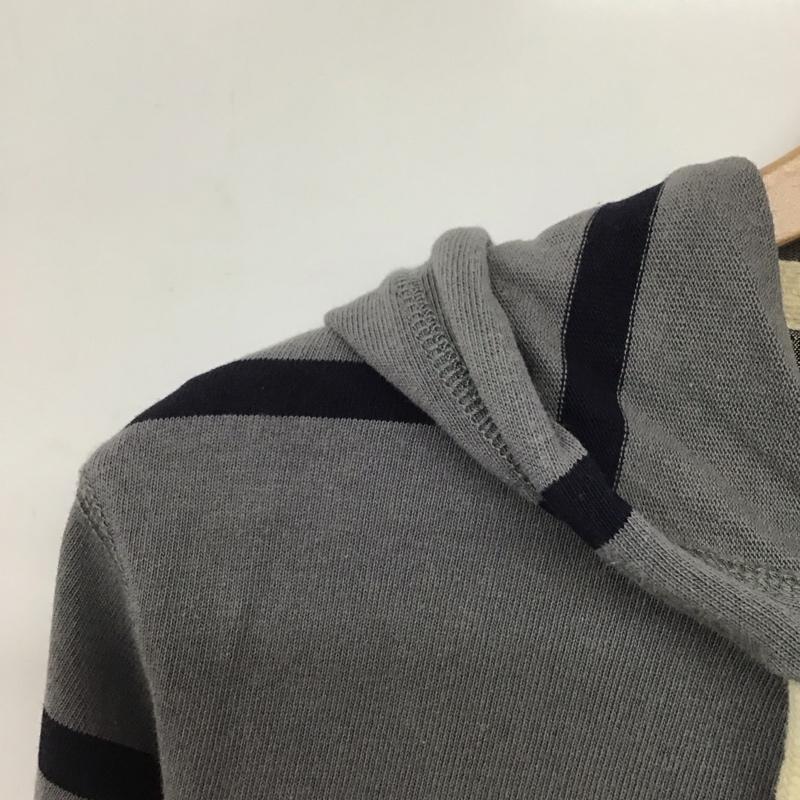 エディーバウアー Eddie Bauer パーカー 長袖 プルオーバー 33 0101 XS ボーダー柄 灰 / グレー / X 黒 / ブラック /  メンズ USED 古着 中古 10145217