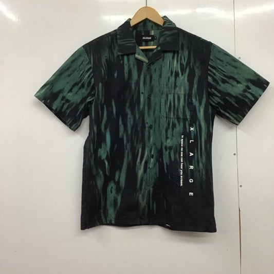 エクストララージ XLARGE シャツ、ブラウス 半袖 01192403 ALIEN エイリアン 40周年 ワークシャツ M ロゴ、文字 黒 / ブラック / X 緑 / グリーン /  メンズ USED 古着 中古 10145223