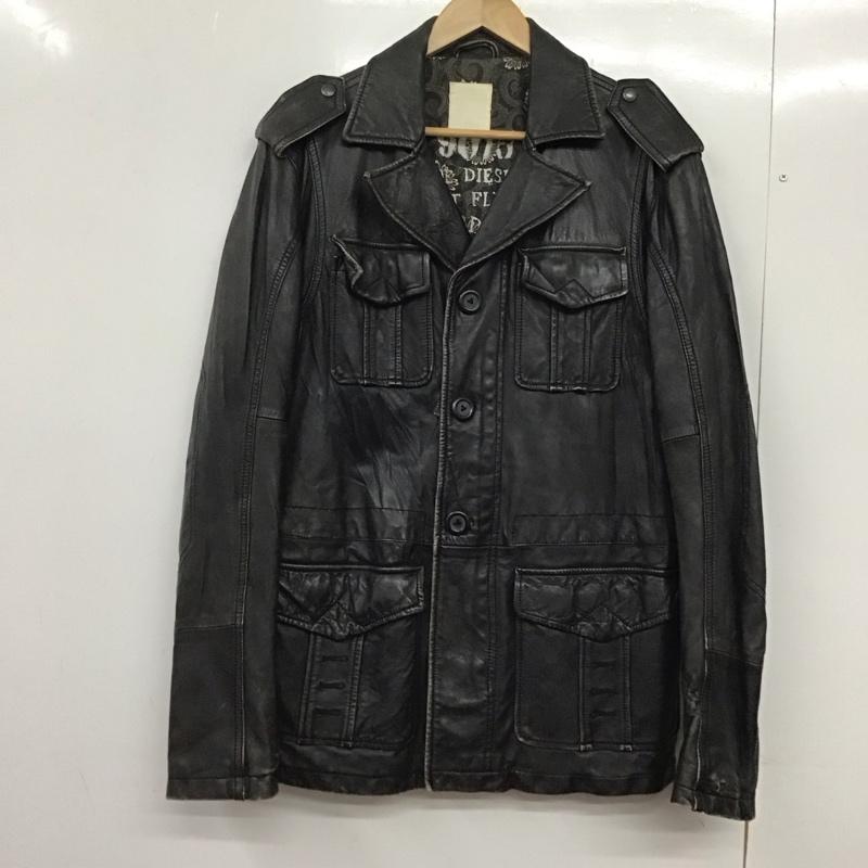 ディーゼル DIESEL ジャケット、上着 ジャケット、ブレザー レザージャケット フロントボタン ロングコート L 無地 黒 / ブラック /  メンズ USED 古着 中古 10145299