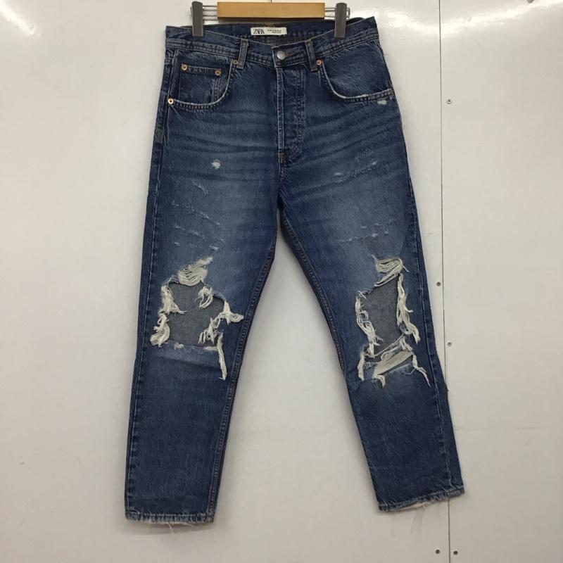 ザラ ZARA パンツ デニム、ジーンズ デニムパンツ スリムパンツ カジュアルパンツ 38インチ ダメージ加工 インディゴ / インディゴ /  メンズ USED 古着 中古 10145337