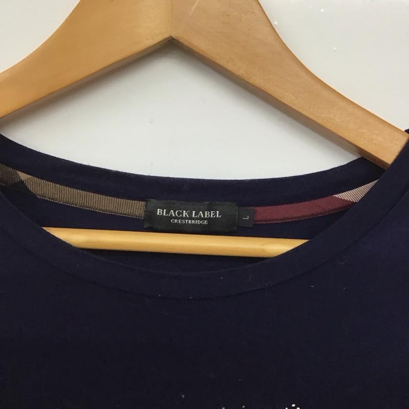 ブラックレーベルクレストブリッジ BLACK LABEL CRESTBRIDGE Tシャツ 半袖 半袖カットソー プリントTシャツ クルーネックカットソー L ロゴ、文字 紺 / ネイビー /  メンズ USED 古着 中古 10145342