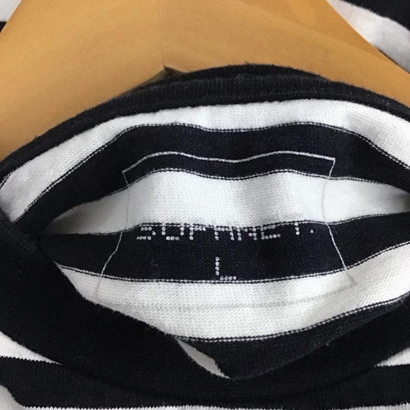 ソフネット SOPHNET. Tシャツ 半袖 半袖カットソー プリントTシャツ クルーネックカットソー L ボーダー柄 白 / ホワイト / X 黒 / ブラック /  メンズ USED 古着 中古 10145356