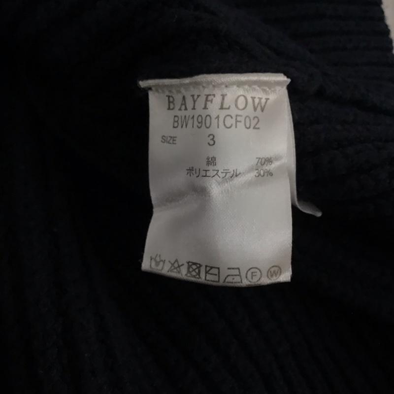 ベイフロー BAYFLOW ニット、セーター 長袖 長袖ニットカットソー クルーネック セーター 3 プリント 紺 / ネイビー /  レディース USED 古着 中古 10145400