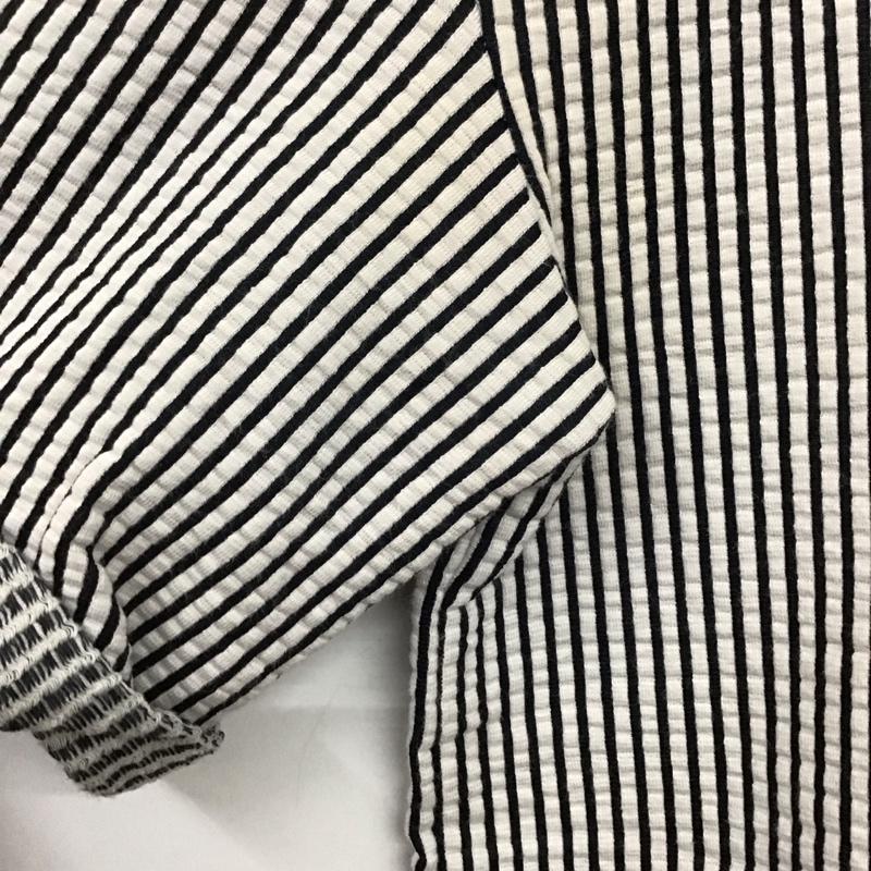 ザラメン ZARA MAN カットソー 半袖 半袖カットソー プリントTシャツ クルーネックカットソー M ストライプ 白 / ホワイト / X 黒 / ブラック /  メンズ USED 古着 中古 10145535
