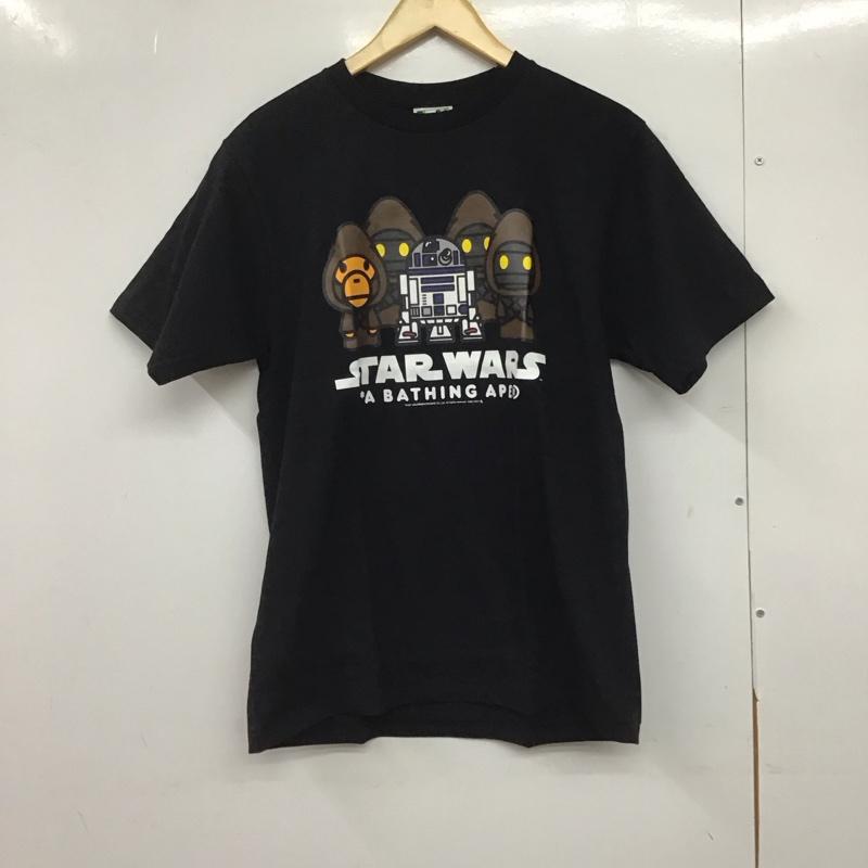 アベイシングエイプ A BATHING APE Tシャツ 半袖 半袖カットソー プリントTシャツ クルーネックカットソー starwars M プリント 黒 / ブラック /  メンズ USED 古着 中古 10145556