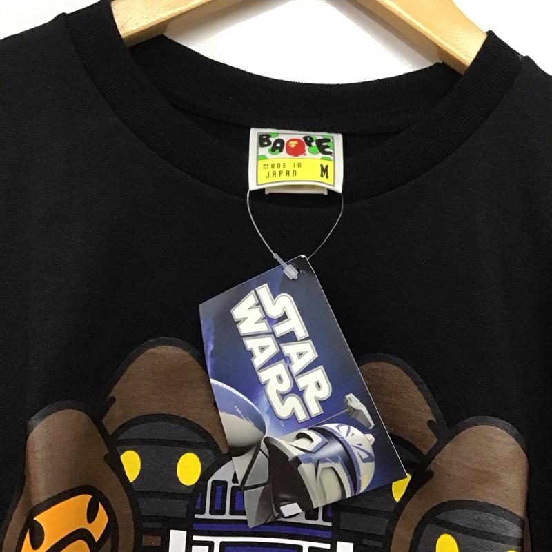 アベイシングエイプ A BATHING APE Tシャツ 半袖 半袖カットソー プリントTシャツ クルーネックカットソー starwars M プリント 黒 / ブラック /  メンズ USED 古着 中古 10145556