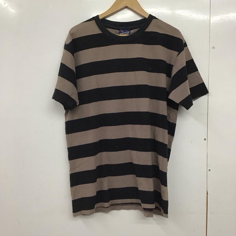 エクストララージ XLARGE Tシャツ 半袖 半袖カットソー プリントTシャツ クルーネックカットソー XL ボーダー柄 黒 / ブラック /  メンズ USED 古着 中古 10145571