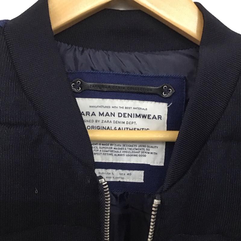 ザラメン ZARA MAN ジャケット、上着 ジャケット、ブレザー ジップアップジャケット ダウンジャケット アウター L 無地 紺 / ネイビー / X インディゴ / インディゴ /  メンズ USED 古着 中古 10145631