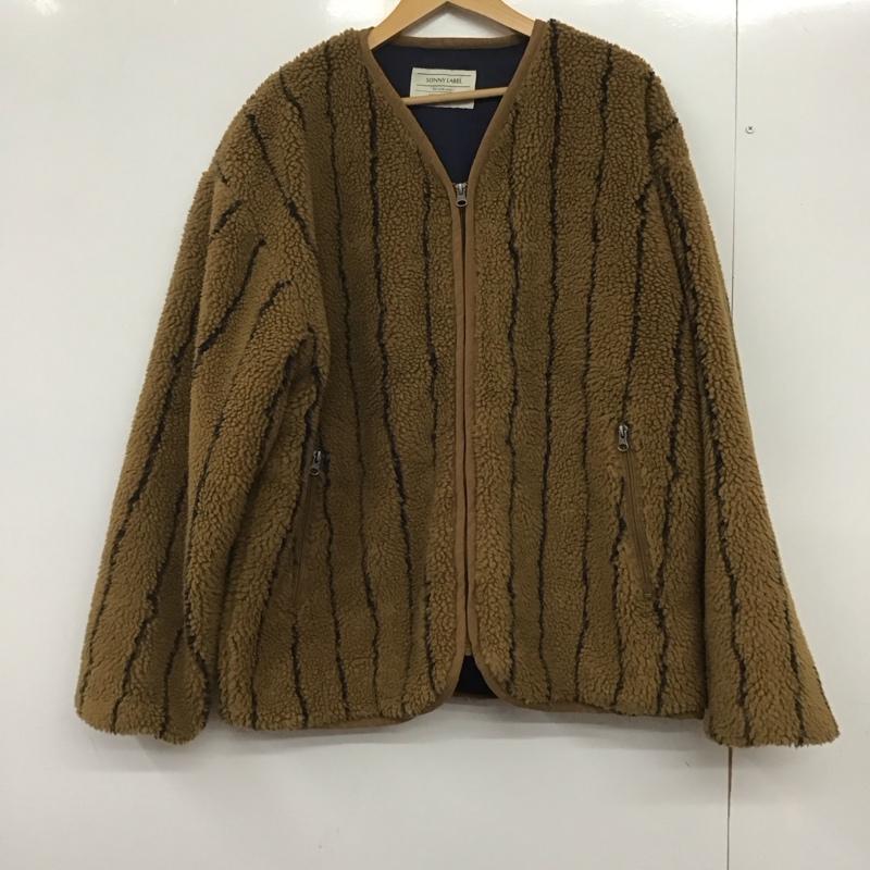 サニーレーベルアーバンリサーチ Sonny Label URBAN RESEARCH カーディガン 長袖 LA27-17A501 防風ボアカーディガン フリースジャケット L 無地 茶 / ブラウン /  メンズ USED 古着 中古 10145632