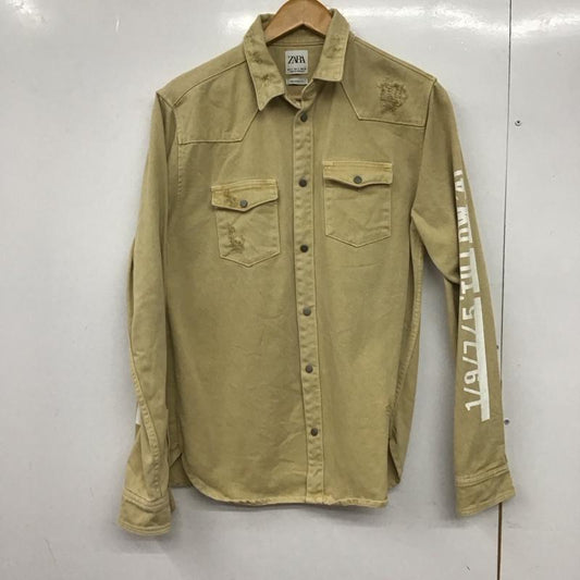ザラ ZARA シャツ、ブラウス 長袖 長袖シャツ デニムシャツ カラーシャツ S プリント ベージュ / ベージュ /  メンズ USED 古着 中古 10145633