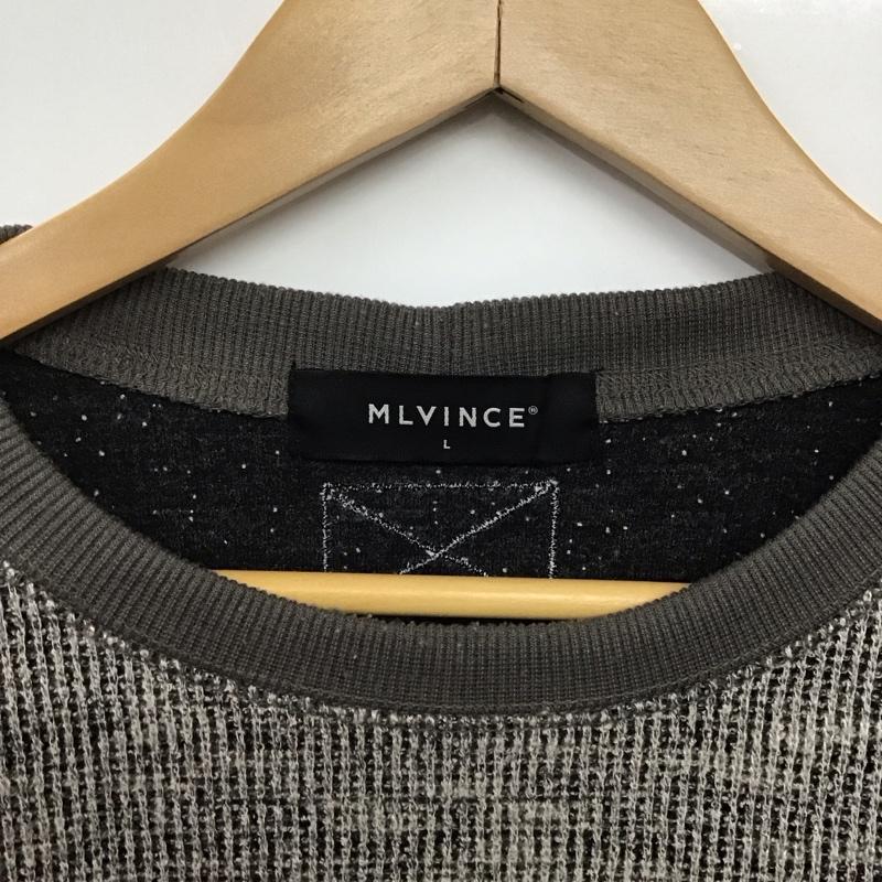メルヴィンス MLVINCE ニット、セーター 長袖 長袖ニットカットソー クルーネック セーター L ロゴ、文字 灰 / グレー /  メンズ USED 古着 中古 10145844