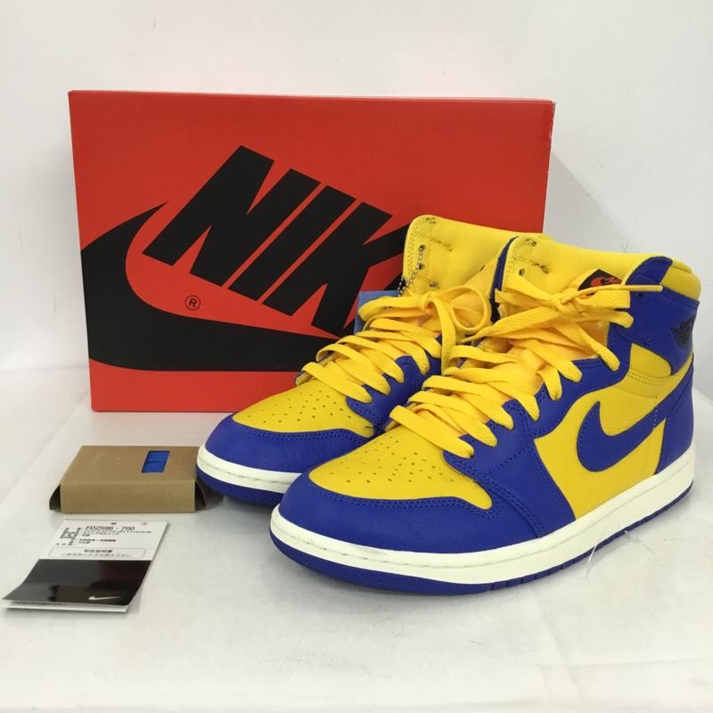 ナイキ NIKE スニーカー スニーカー FD2596 700 WMNS AIR JORDAN 1 RETRO HIGH OG 26.5cm 箱有 26.5cm ワンポイント 青 / ブルー / X 黄 / イエロー /  メンズ USED 古着 中古 10145874