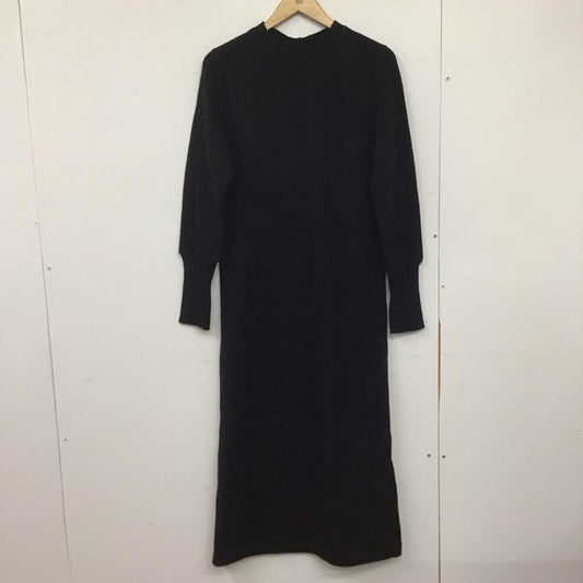 グリーンレーベルリラクシング green label relaxing ワンピース ロングスカート 3626-105-3182 ニットライク リブ ロングワンピース 長袖 無地 黒 / ブラック /  レディース USED 古着 中古 10145911