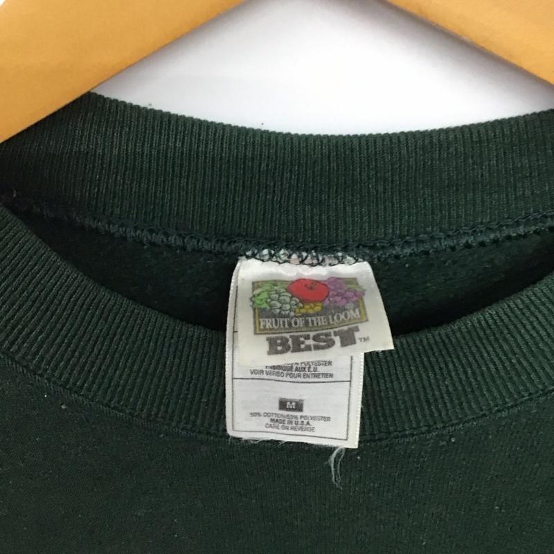 フルーツオブザルーム FRUIT OF THE LOOM トレーナー 長袖 長袖トレーナー スウェット クルーネック プルオーバー M ロゴ、文字 緑 / グリーン /  メンズ USED 古着 中古 10145947