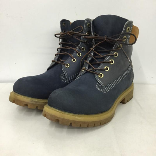 ティンバーランド Timberland ブーツ ショートブーツ 9653B トレッキングブーツ 6インチプレミアムブーツ 8W ワンポイント 紺 / ネイビー /  メンズ USED 古着 中古 10146030