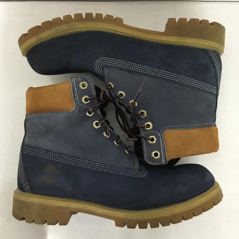 ティンバーランド Timberland ブーツ ショートブーツ 9653B トレッキングブーツ 6インチプレミアムブーツ 8W ワンポイント 紺 / ネイビー /  メンズ USED 古着 中古 10146030