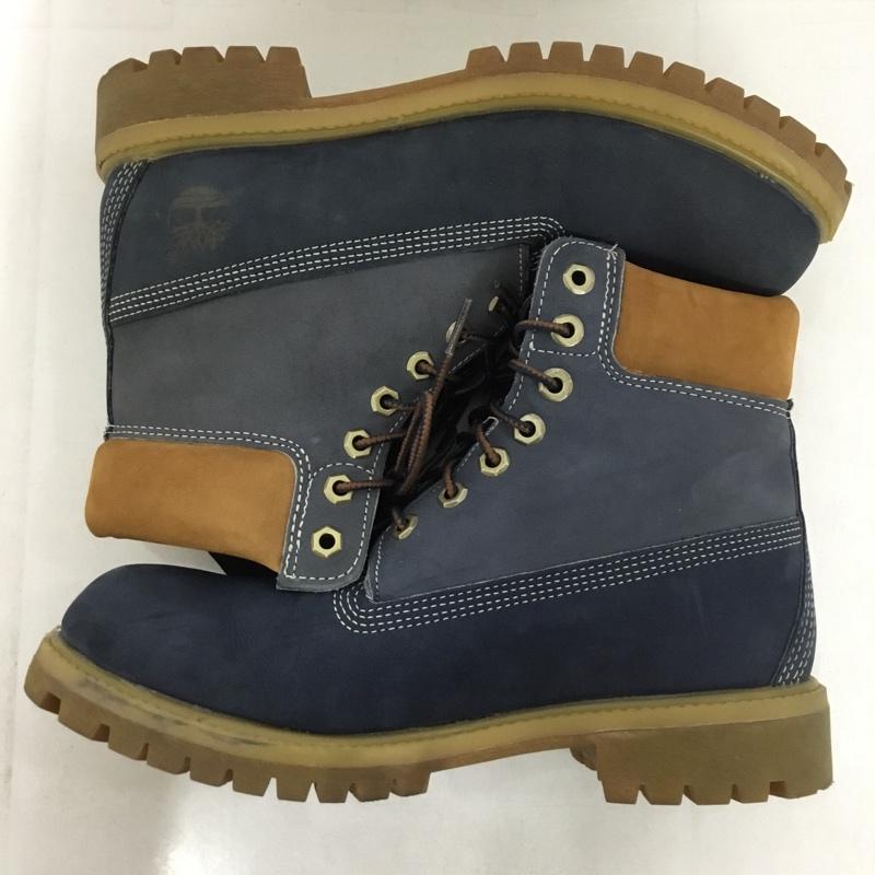 ティンバーランド Timberland ブーツ ショートブーツ 9653B トレッキングブーツ 6インチプレミアムブーツ 8W ワンポイント 紺 / ネイビー /  メンズ USED 古着 中古 10146030