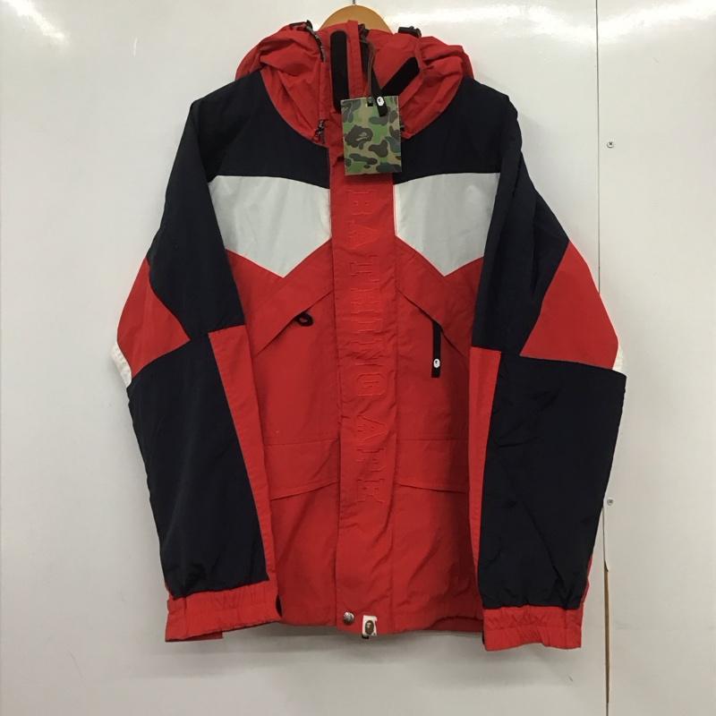 アベイシングエイプ A BATHING APE ジャケット、上着 ジャンパー、ブルゾン ジップアップジャケット ナイロンジャケット アウター L ロゴ、文字 赤 / レッド / X 白 / ホワイト / X 紺 / ネイビー /  メンズ USED 古着 中古 10146063