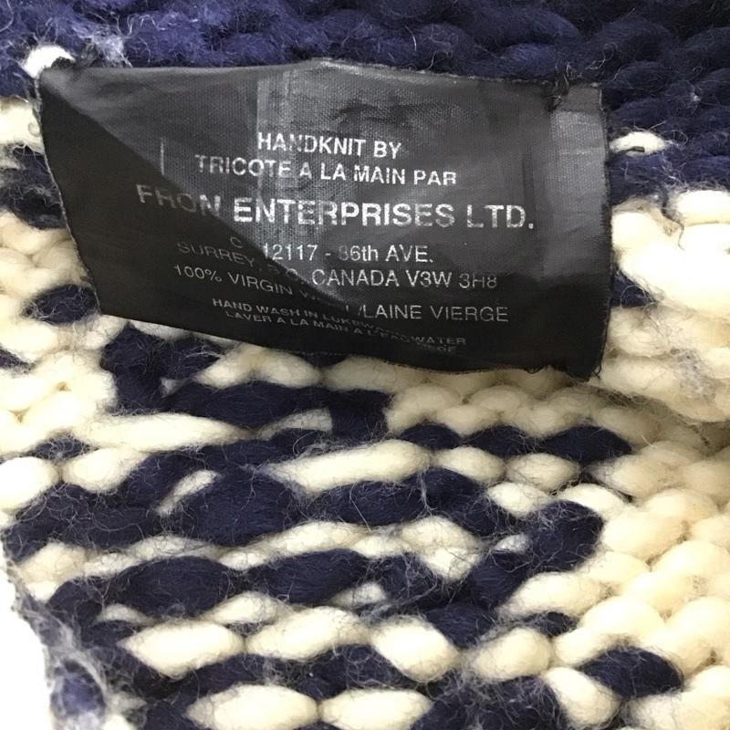 フロンエンタープライス FRON ENTERPRISES LTD ベスト ベスト ジップアップニットベスト ノースリーブ 90s カナディアンセーター プリント 白 / ホワイト / X 紺 / ネイビー /  メンズ USED 古着 中古 10146075