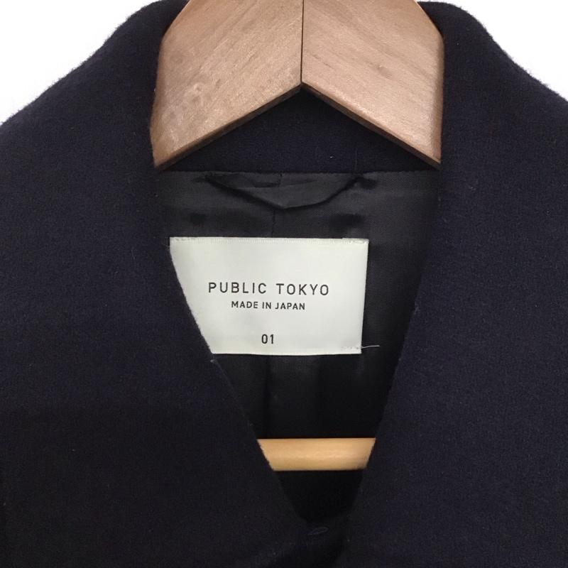 パブリックトウキョウ PUBLIC TOKYO コート コート一般 ロングコート カラージャケット アウター 1 無地 紺 / ネイビー /  メンズ USED 古着 中古 10146108