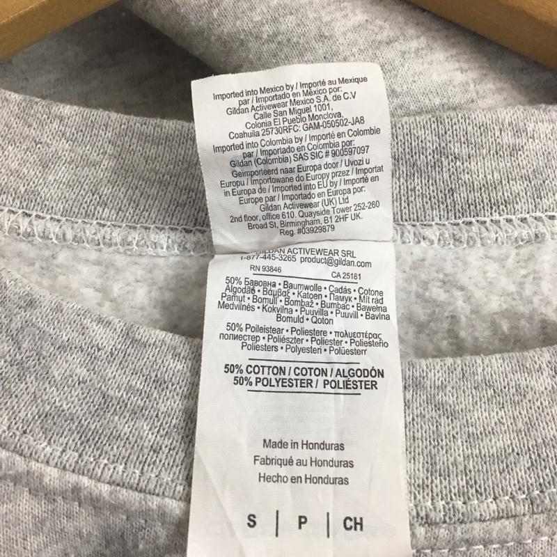 ギルダン GILDAN トレーナー 長袖 長袖トレーナー スウェット クルーネック プルオーバー S ロゴ、文字 灰 / グレー /  メンズ USED 古着 中古 10146174