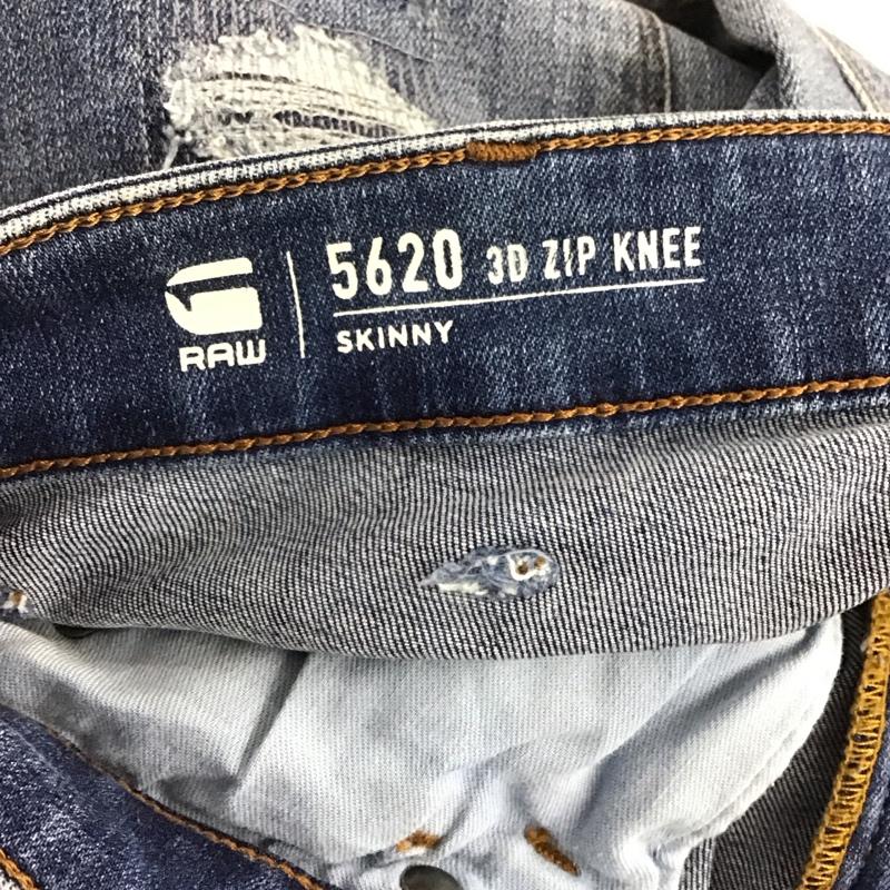 ジースターロゥ G-STAR RAW パンツ デニム、ジーンズ デニムパンツ スリムパンツ カジュアルパンツ ストレッチパンツ 29インチ ダメージ加工 インディゴ / インディゴ /  メンズ USED 古着 中古 10146226